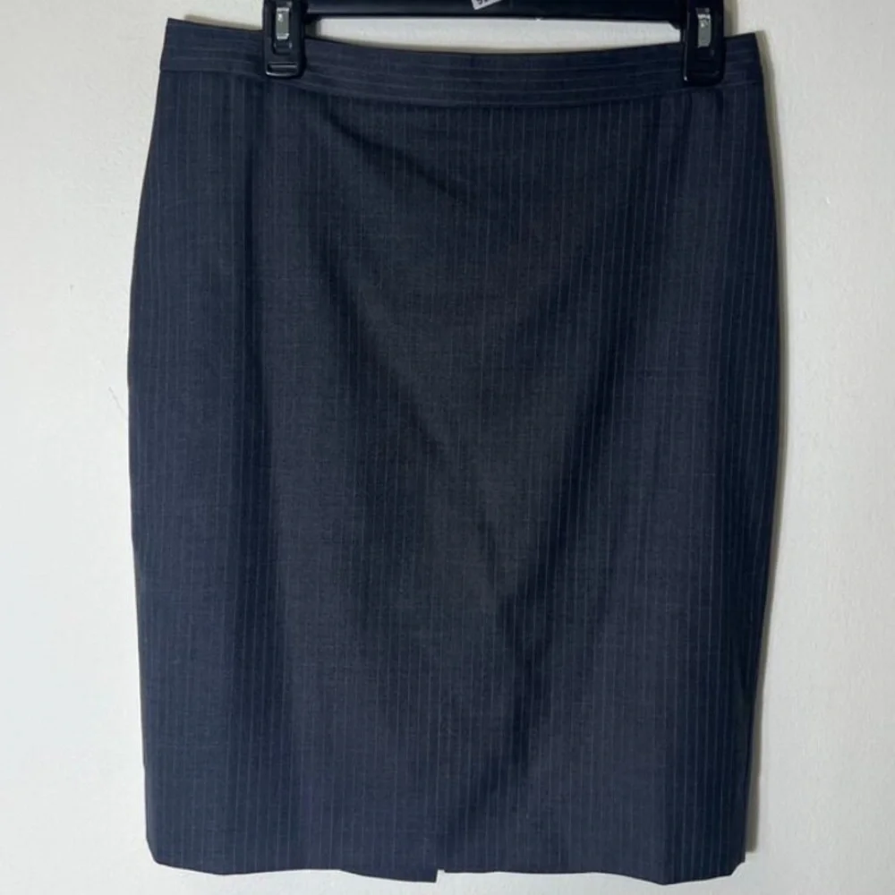 J. Crew Pinstripe Charcoal Lightweight Summer Wool Midi Column Work & Play Skirt